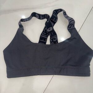 Figs Racerback Sports Bra in Charcoal